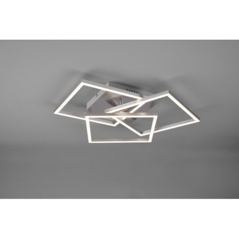 Plafonnier LED à 3 carrés orientables avec variateur de lumière - Nickel