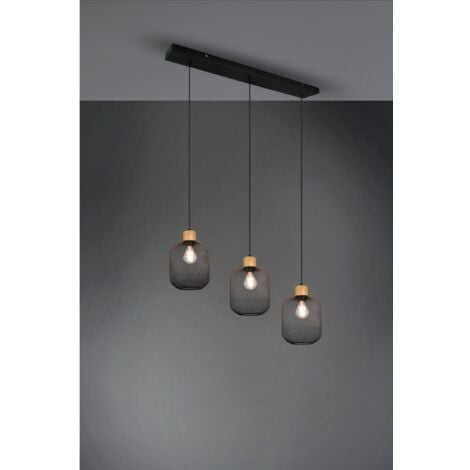 Suspension Calimero 3xE27 en Métal Noir L80 cm