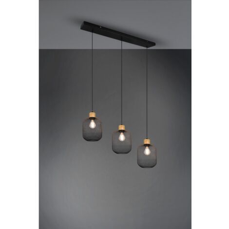 Suspension Calimero 3xE27 en Métal Noir L80 cm