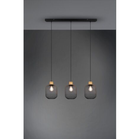 Suspension Calimero 3xE27 en Métal Noir L80 cm