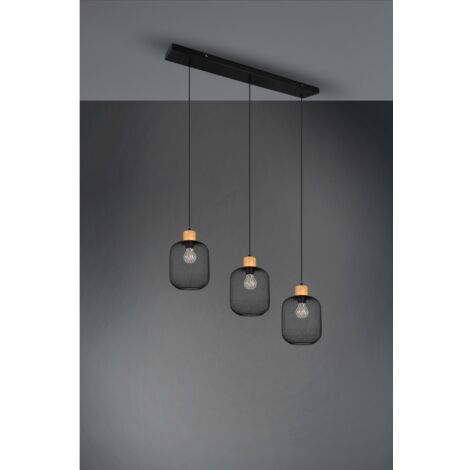 Suspension Calimero 3xE27 en Métal Noir L80 cm