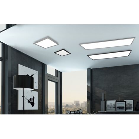 Plafonnier LED Moderne Rectangulaire avec Variateur 34W Noir