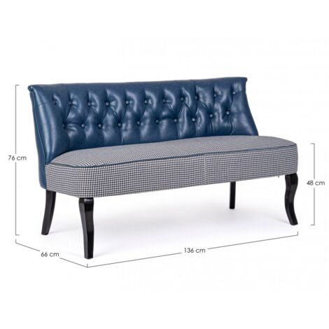 Canapé 2 places bleu - 136x66x76 cm