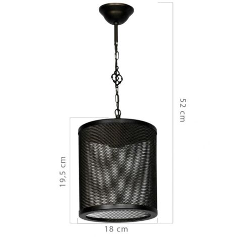Suspension en métal noir à mailles - 52x18 cm