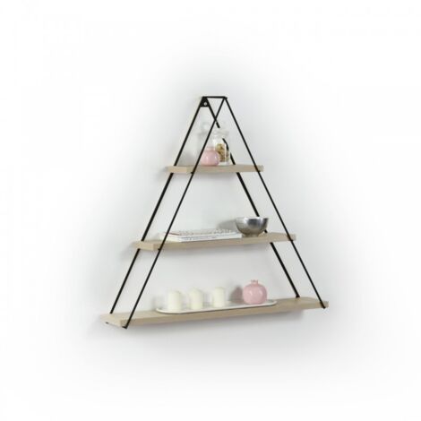 Bibliothèque murale triangulaire pyramide vitrine chêne noir cm 74 x 13 x 61 h (1/3)