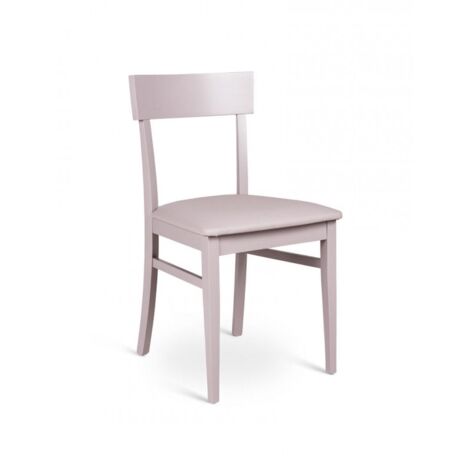 Lot de 4 chaises en bois laqué gris clair avec assise en similicuir 445xh. 82 cm (1/3)