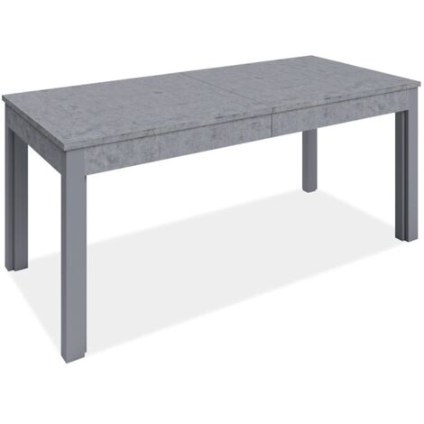 Table extensible en bois mélaminé gris ciment 160 - 320x90 cm (1/3)