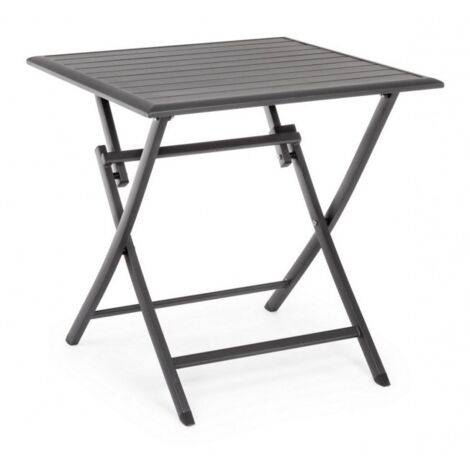 Table d'extérieur pliante en aluminium anthracite ELIN 70x70x h71 cm (1/5)