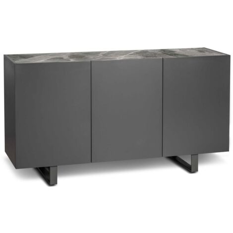 Pegaso Buffet 3 portes (150 x 45 x H 85 cm) en céramique gris foncé (1/4)