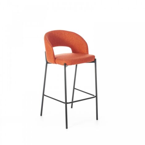 Ensemble de 4 tabourets en tissu orange avec structure en métal, 50x52x98h cm