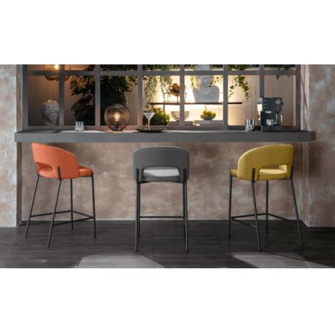 Ensemble de 4 tabourets en tissu orange avec structure en métal, 50x52x98h cm