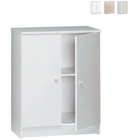 Armoire basse polyvalente à deux portes Blanc 62x34x h80 cm (1/4)