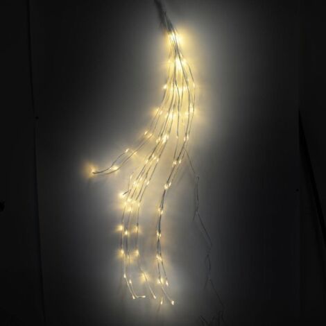 Branche lumineuse 144 led blanc chaud cm40xh120x2 fil blanc fixe pour usage extérieur (1/3)