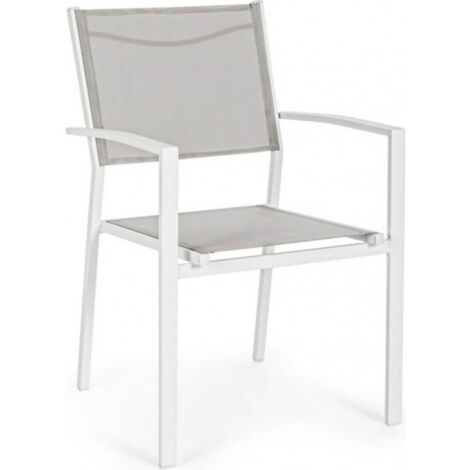 Chaise Hilde Blanc Nuage Avec Accoudoirs En Aluminium (1/3)