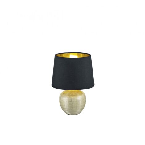 Lampe à Poser Moderne Céramique Dorée Noir Abat Jour Louxor Ø18 cm Trio Lighting (1/3)