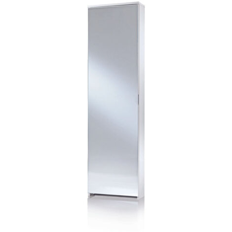Étagère à chaussures miroir 50x18x178cm – 5 conteneurs pour 10 paires – Fabriquée en Italie – Meuble moderne blanc – Terraneo (1/4)