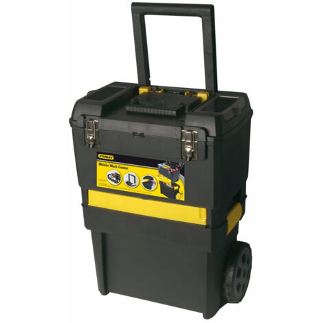 Stanley – Chariot de visite 2 en 1 – Compartiments empilables avec tiroir amovible – Roues larges pour surfaces inégales – Capacité 40 kg (1/3)