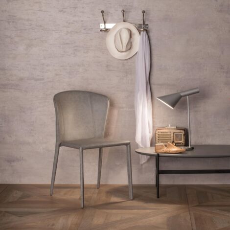 Lot de 4 chaises similicuir avec assise gris clair 49x56x82h cm (1/5)
