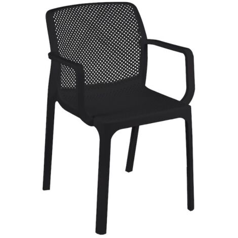 Chaise De Jardin Polypropylène Dalian Anthracite Avec Accoudoirs 46,5X53,5X H55 Cm (1/5)