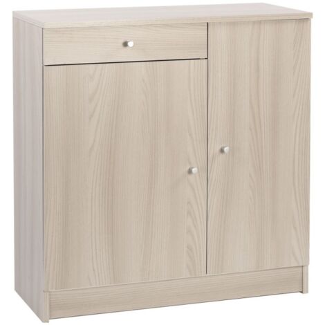 Armoire basse polyvalente avec deux portes et un tiroir Light Elm 77x34x h80 cm (1/5)