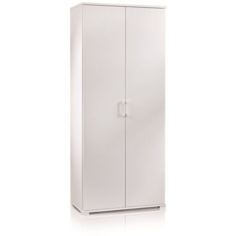 Armoire à double porte et quatre tablettes réglables, portes blanches (1/5)