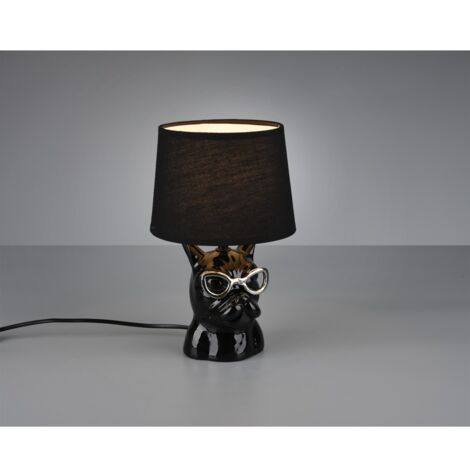 Lampe à poser en céramique noire Dosy Ø18 cm Trio Lighting (1/5)