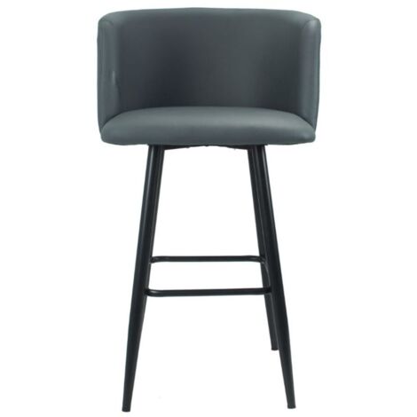 Tabouret Limin en simili cuir gris avec pieds noirs mats 100 cm x 54 cm x 55 cm (1/3)