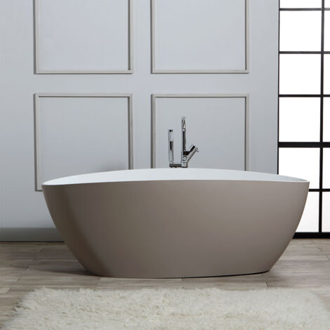 Baignoire autoportante en résine beige (1/5)
