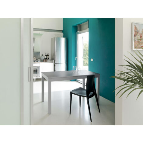 Table extensible en mélaminé gris clair 130/210x80x76h cm (1/5)