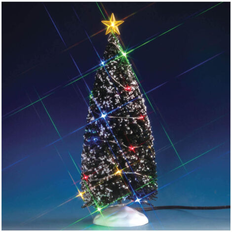 Lemax – Sapin illuminé 25,5 cm – 24 lumières multicolores – Décoration intérieure pour village de Noël – Fonctionne sur piles ou électrique (1/2)