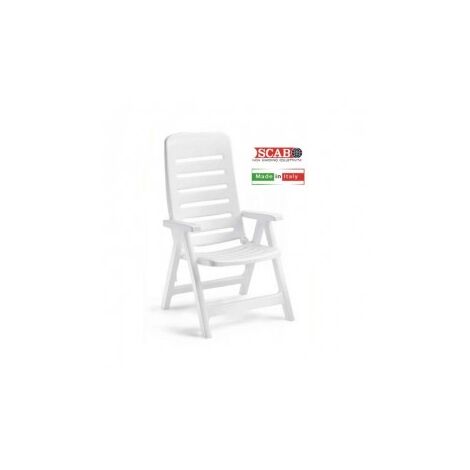 Transat en résine 5 positions – Dossier réglable – Dimensions 108x67x60 cm – Fabriqué en Italie – Couleur blanche – Scab - 108x67x