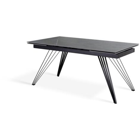 Table extensible gris-noir mat 90 cm x 160-240 cm H. 76 cm (1/5)