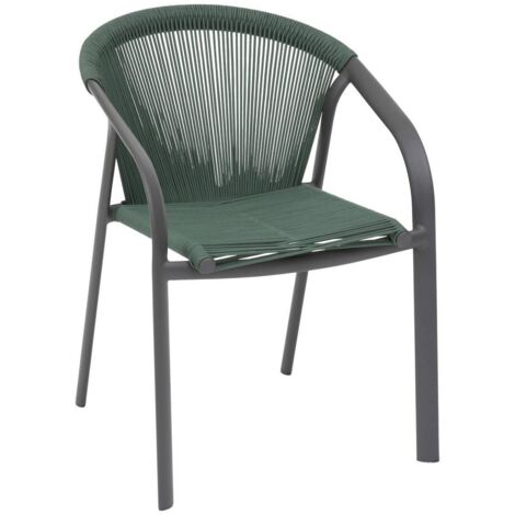 Fauteuil de jardin empilable Riu vert olive & graphite en aluminium traité en epoxy - Hespéride (1/3)