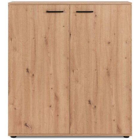 Calicosy – Meuble à chaussures chêne 2 portes battantes – 8 étagères internes – Capacité 24 paires – Dimensions 100x33,8x110h cm (1/5)