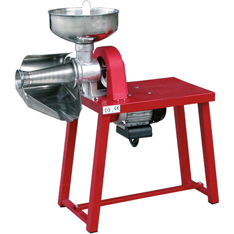 Presse-tomates 'LC inoxydable' avec Banquet. Entonnoir et toboggan inoxydable. Avec col haut. Corps machine et capsule en aluminium moulé sous pression pour aliments paillettes. Arbre en acier, tra