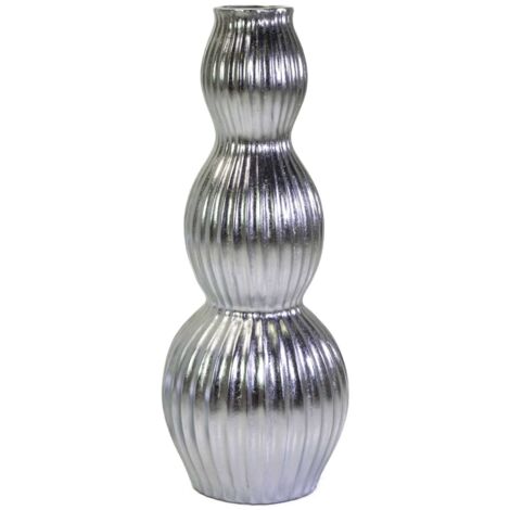 Porte-pot en résine argentée 45 cm de diamètre x 120 cm de hauteur (1/5)