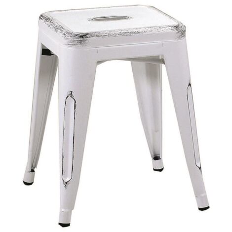Tabouret en fer bristol blanc antique cm39x39h45 (1/5)