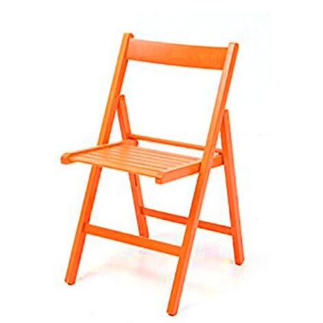 4xChaise pliante en hêtre de haute qualité couleur orange 43x48xh.79 cm EFFEZ (1/3)