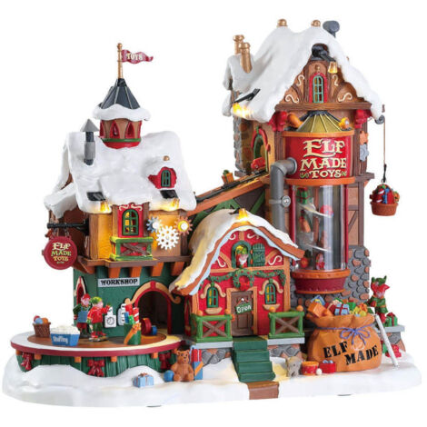 Lemax – Usine de jouets des elfes – Village de noël 26,5x30x18 cm – Ensemble de jeu créatif pour enfants – Décorations de fête (1/2)
