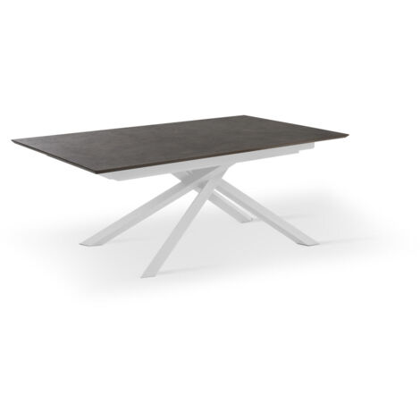 Ausziehbarer Tisch mit Rostoberfläche und weißen Beinen 170/270x90x76h cm (1/4)