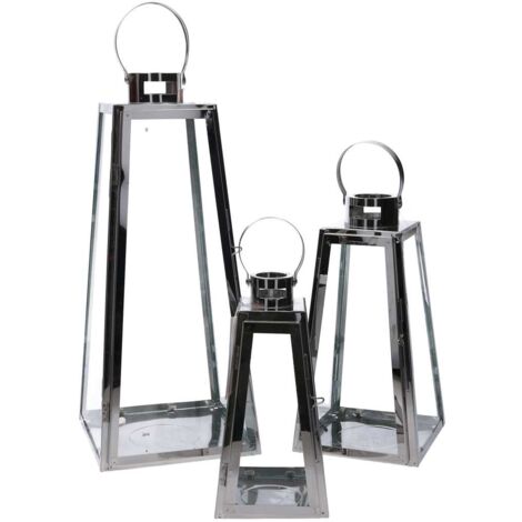 Quadratische silberne Metalllaterne 1-3 cm20,5x20h47 (1/5)