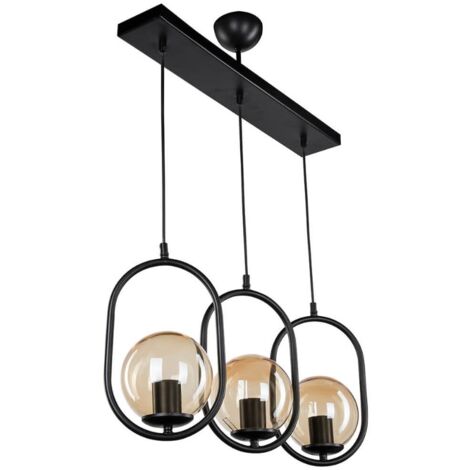 Deckenlampe Narissa ASZ1332 aus schwarzem Metall mit drei Lampenfassungen H85xL60 (1/3)