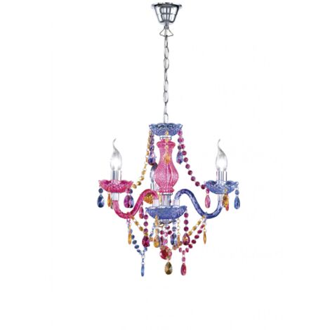 Kronleuchter 3-armig Lüster Multicolor Deko Anhänger Trio Beleuchtung (1/3)