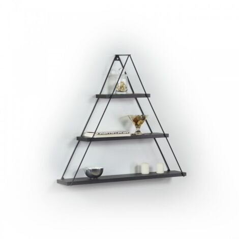 Dreieckiges Wand-Bücherregal, schwarze Pyramiden-Pinnwand, 74 x 13 x 61 h cm (1/5)