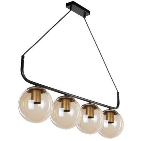 Deckenlampe Terena MDL4174 aus schwarzem Metall mit 4 Lampenfassungen H67xL78 (1/3)