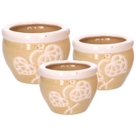 Ceramiktoilettensitz 1-3 Creme mit weißem Rand ø30h21cm (1/5)