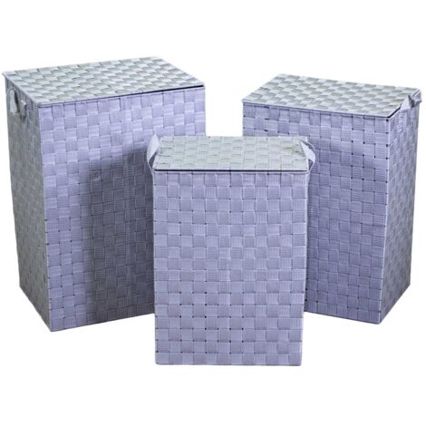 Rechteckiger Korb aus grau gefüttertem Polyester 1-3 cm40x30h55 (1/5)