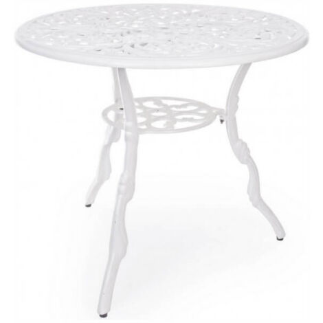 Weißer runder Victoria-Tisch aus Aluminium D80 cm (1/5)