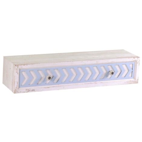 Zyprisches Holzregal mit Shabby-Schublade 21 x 80 x H 16,5 cm (1/5)