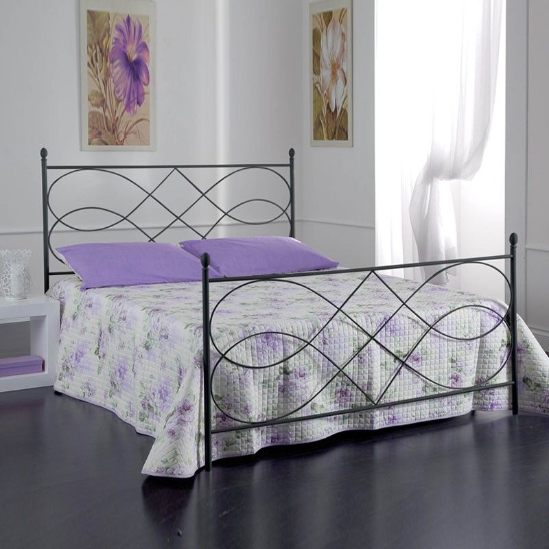 ARREDinITALY Cama Individual De Hierro Color Verde Decapu00e9 Con